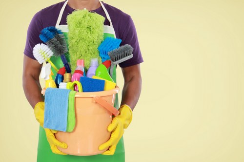 Cleaning technician preparing safe carpet cleaning equipment