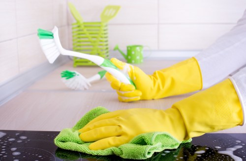 Close-up of carpet fibres being cleaned with professional extraction equipment